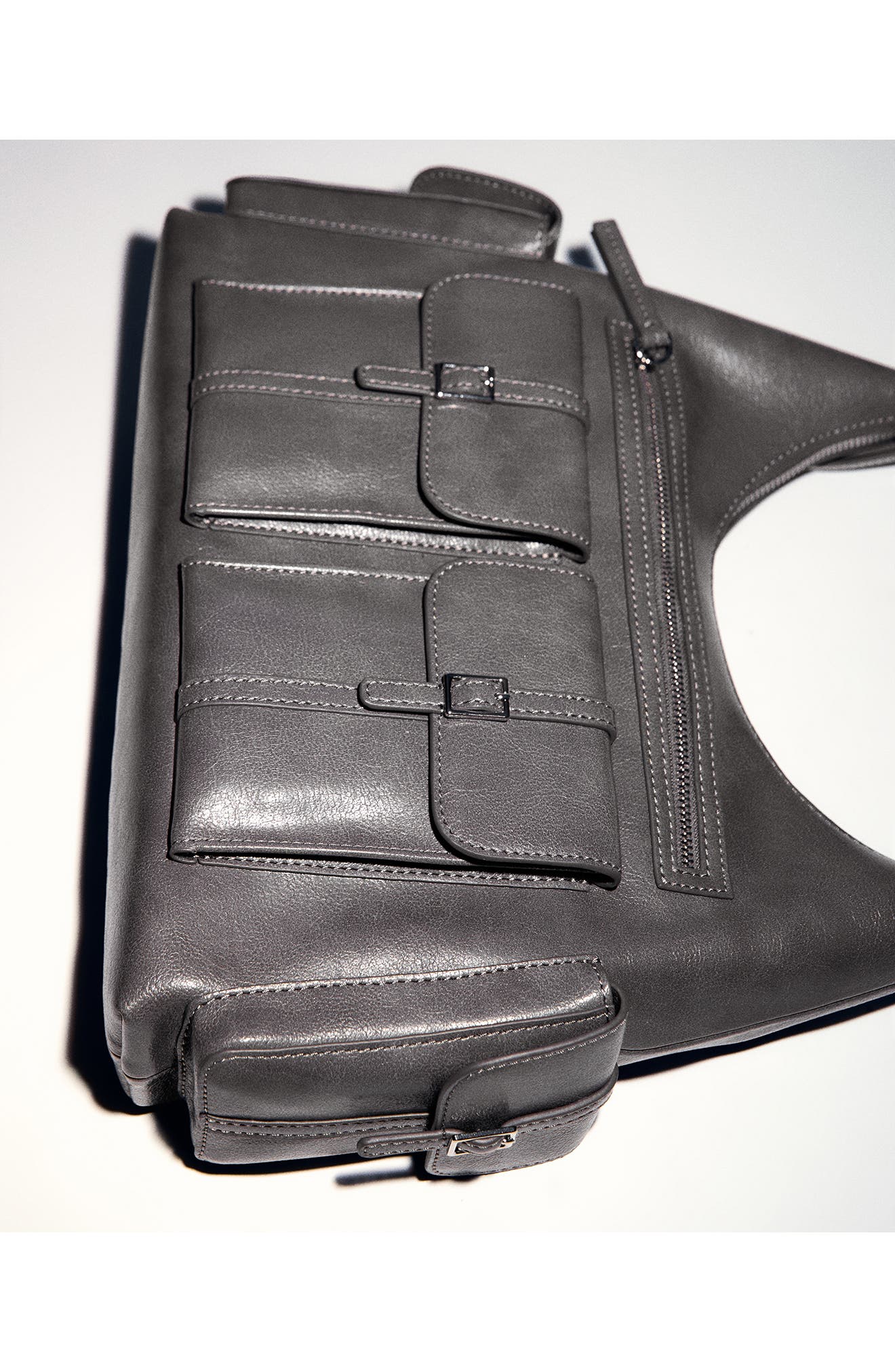 MANGO Cargo Pocket Faux Leather Shoulder Bag, Alternate, color, 