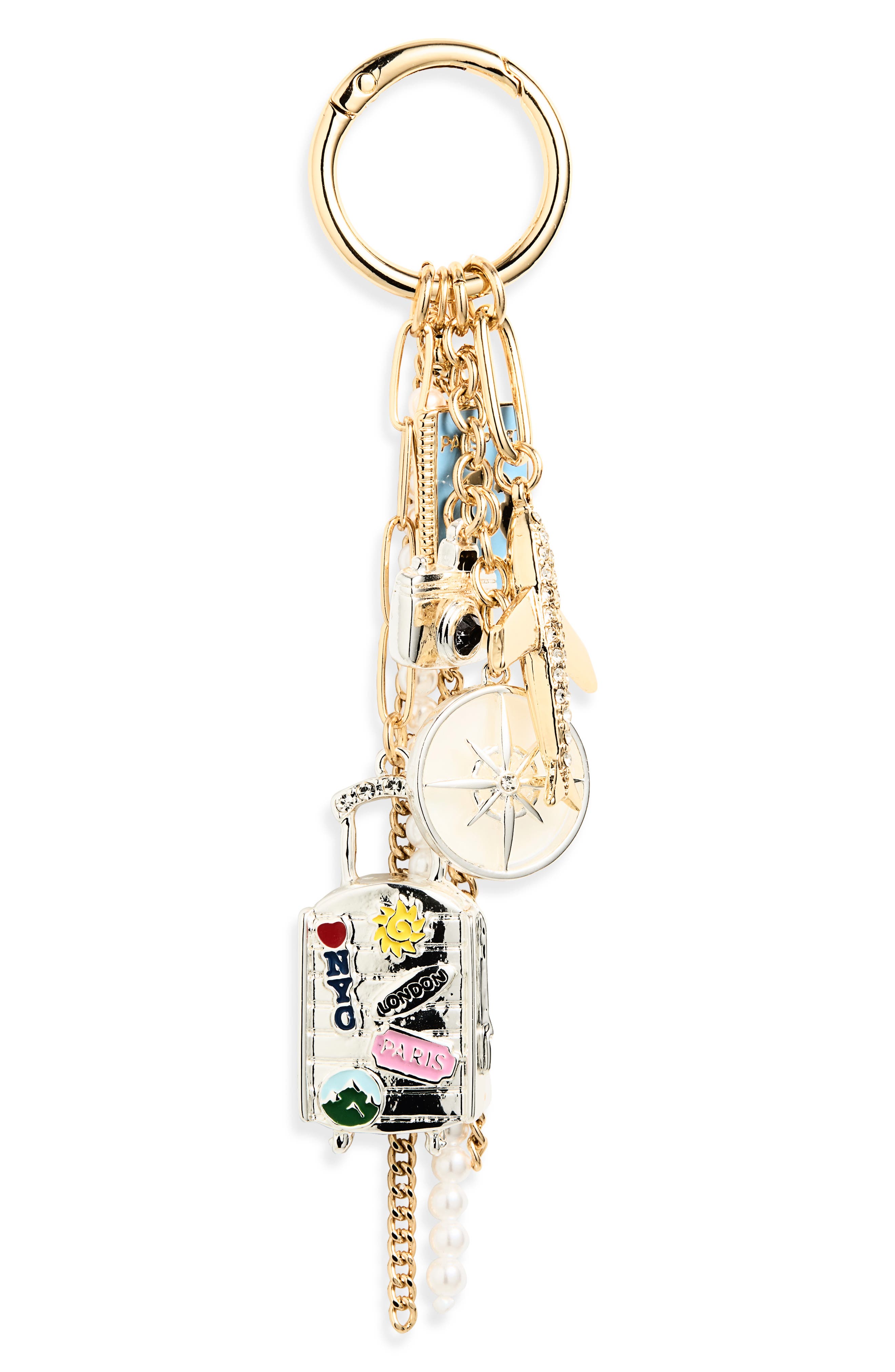 Chelsea28 Travel Cluster Bag Charm, Main, color, Blue Multi- Gold