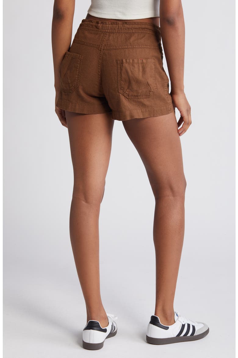 Linen Drawstring Shorts, Alternate, color, CHOCOLATE