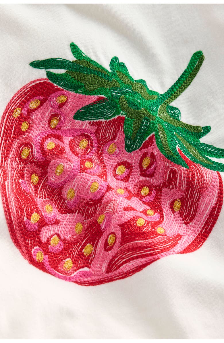 Mini Boden Kids' Superstitch Strawberry T-Shirt, Alternate, color, Ivory Stawberry