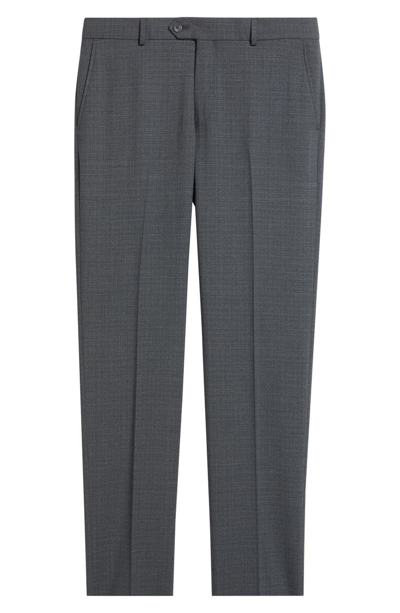 Berle Saxony Trim Fit Flat Front Thatch Weave Wool Blend Dress Pants, Alternate, color, Banker Grey