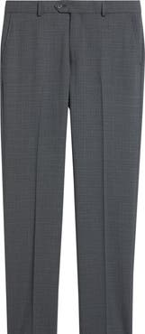 Berle Saxony Trim Fit Flat Front Thatch Weave Wool Blend Dress Pants