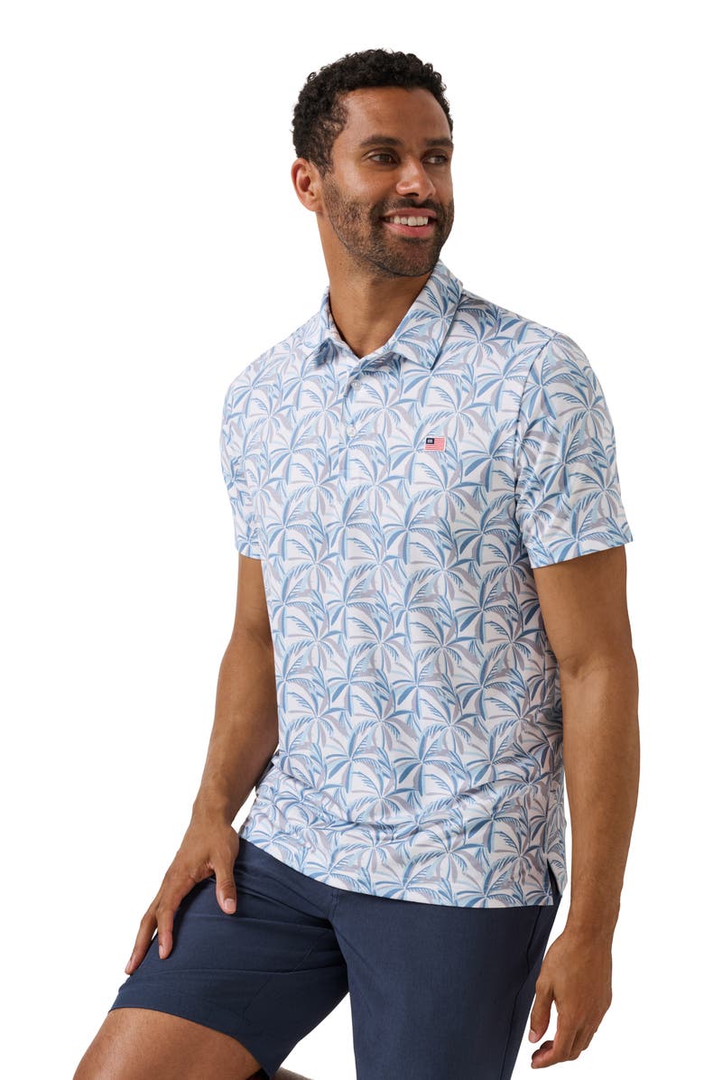 TravisMathew Featherweight Parade Palm Print Performance Polo, Alternate, color,