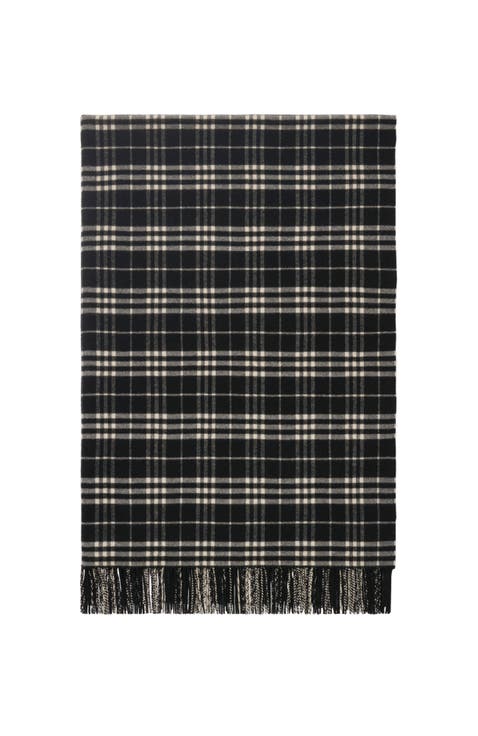 Check Wool Cashmere Blanket