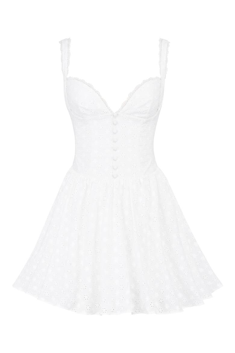 Brigitte Embroidered Lace Fit & Flare Dress, Alternate, color, WHITE