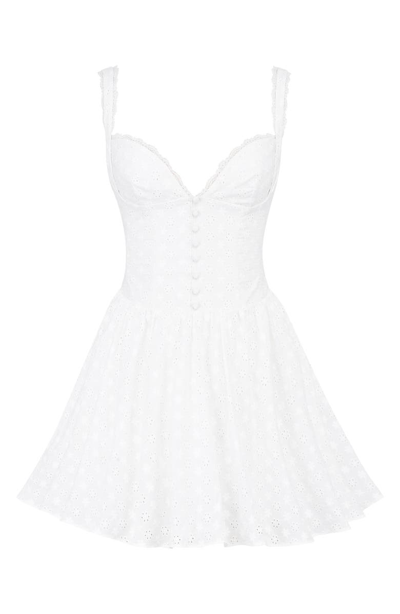 HOUSE OF CB Brigitte Embroidered Lace Fit & Flare Dress, Alternate, color, White