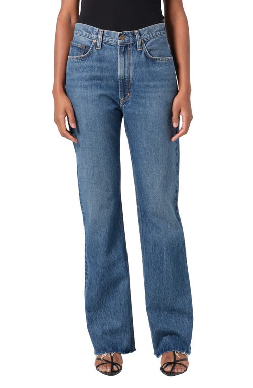 Agolde Leena High Waist Raw Hem Flare Leg Jeans In Placebo