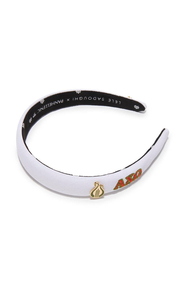 Lele Sadoughi Alpha Chi Omega Charlotte Headband, Main, color, Ivory 100