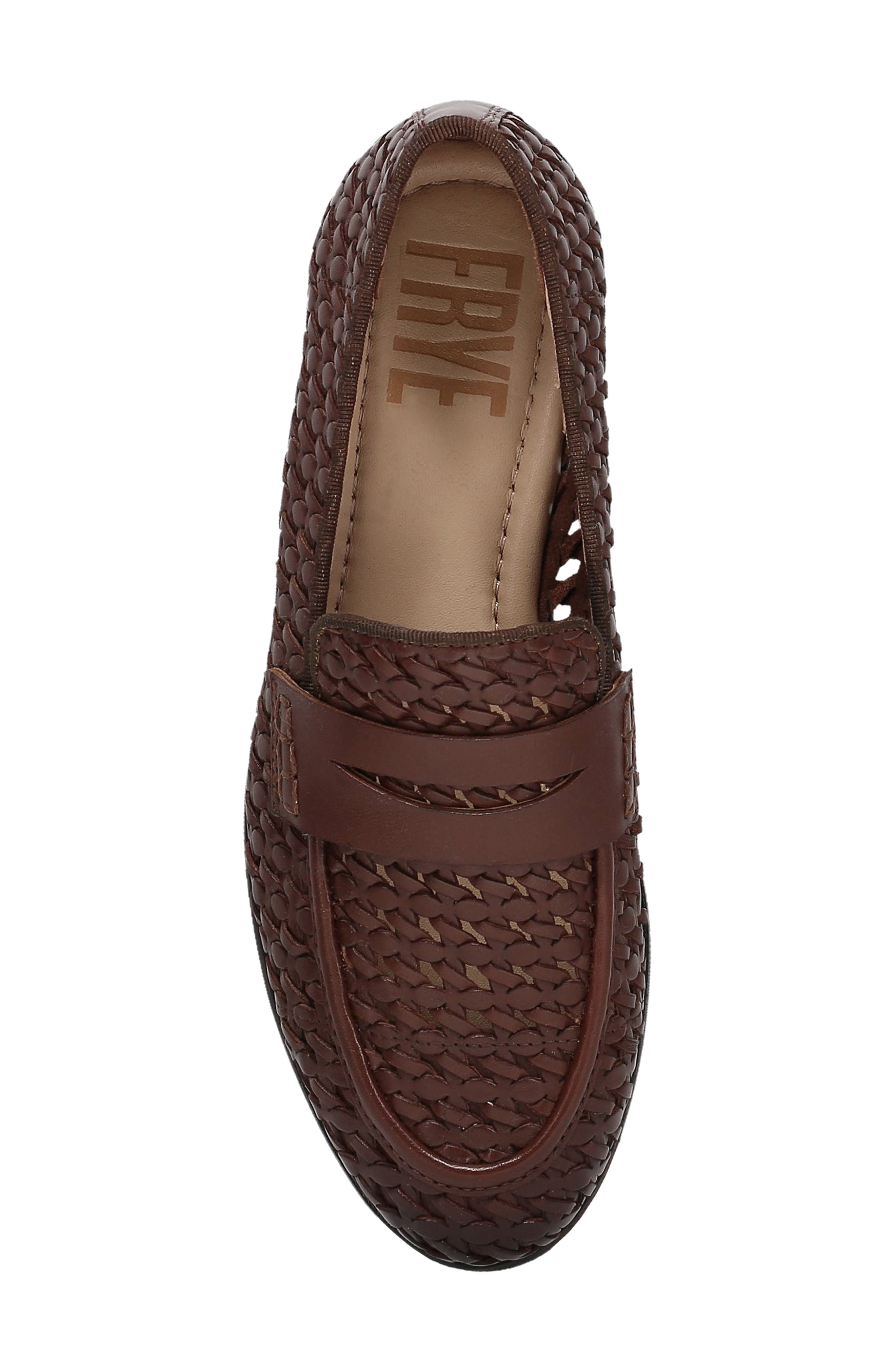 Frye Faith Woven Penny Loafer, Alternate, color, Dark Brown