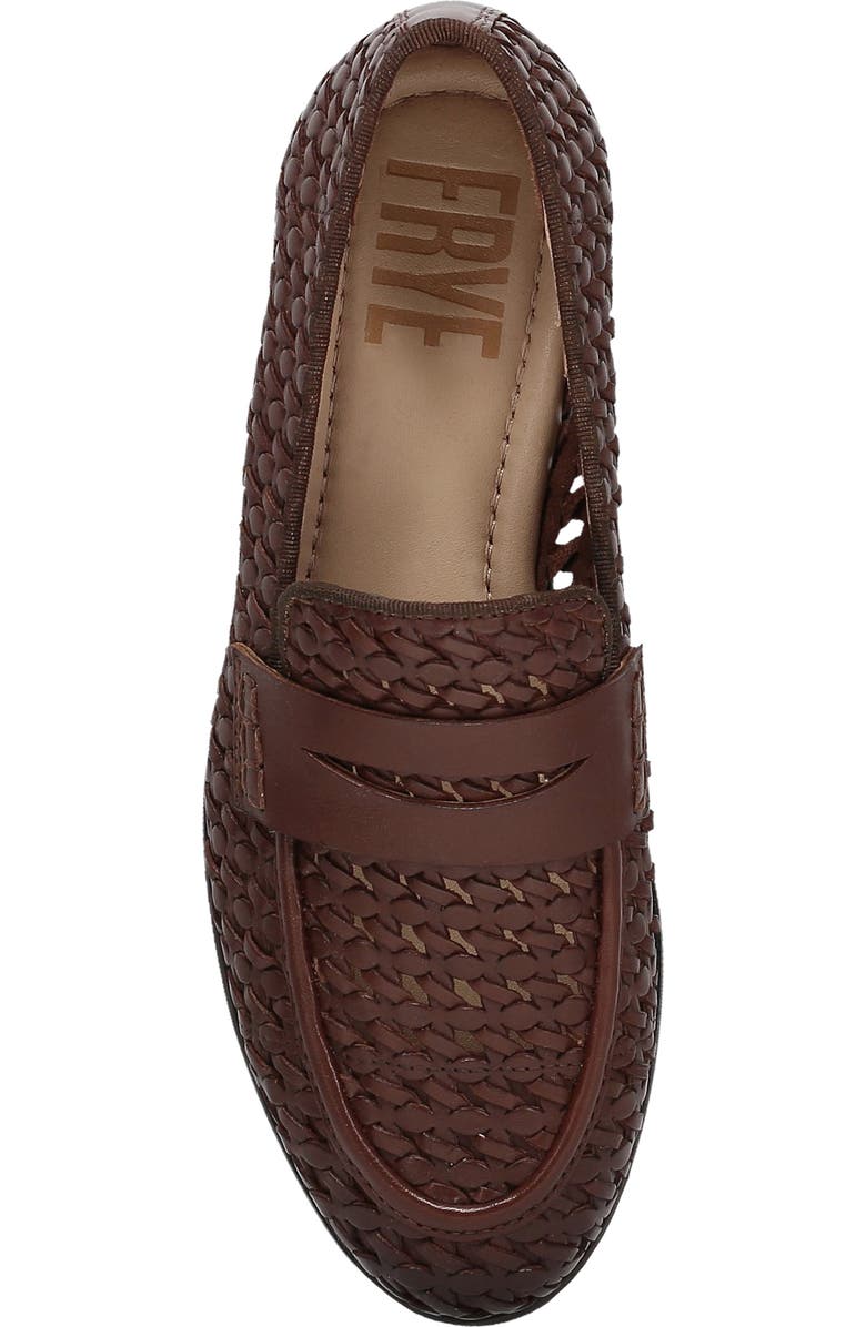 Frye Faith Woven Penny Loafer, Alternate, color, Dark Brown