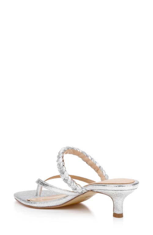 Jewel Badgley Mischka Nadya Kitten Heel Flip Flop In Silver Metallic