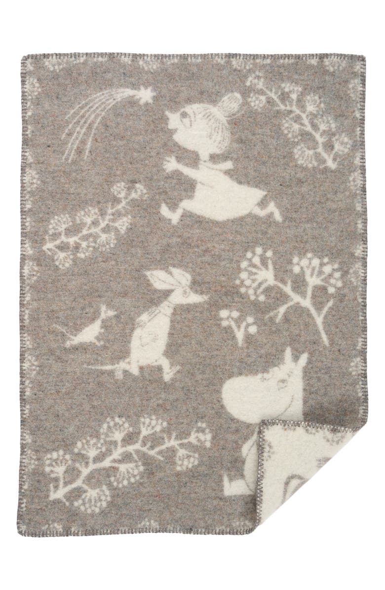 Klippan Kids' Moomin Winterland Lambswool Blanket, Main, color, Grey