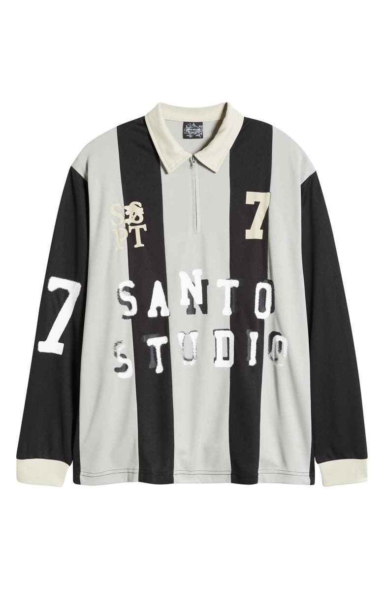 SANTO STUDIO Varsity Quarter Zip Long Sleeve Jersey Polo, Alternate, color, 
