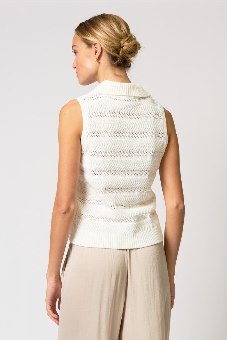 Avery Pointelle Johnny Collar, Alternate, color, IVORY