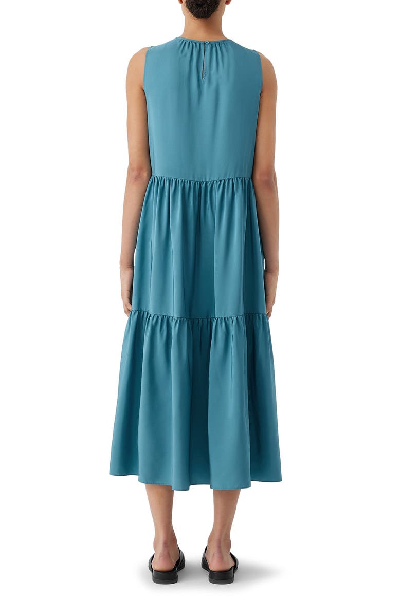Tiered Silk Midi Dress, Alternate, color, RIVER