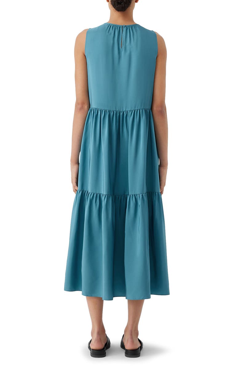 Eileen Fisher Tiered Silk Midi Dress, Alternate, color, River