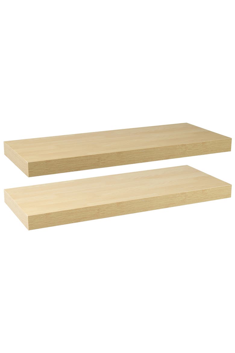 Maple Floating Rectangle Wall Shelf - Set of 2, Alternate, color, MAPLE WOOD