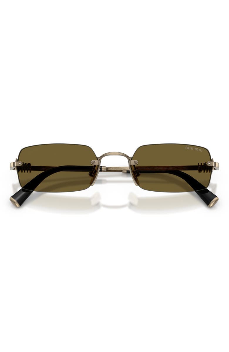 Miu Miu 52mm Rectangular Sunglasses, Main, color, Old Gold / Dark Brown