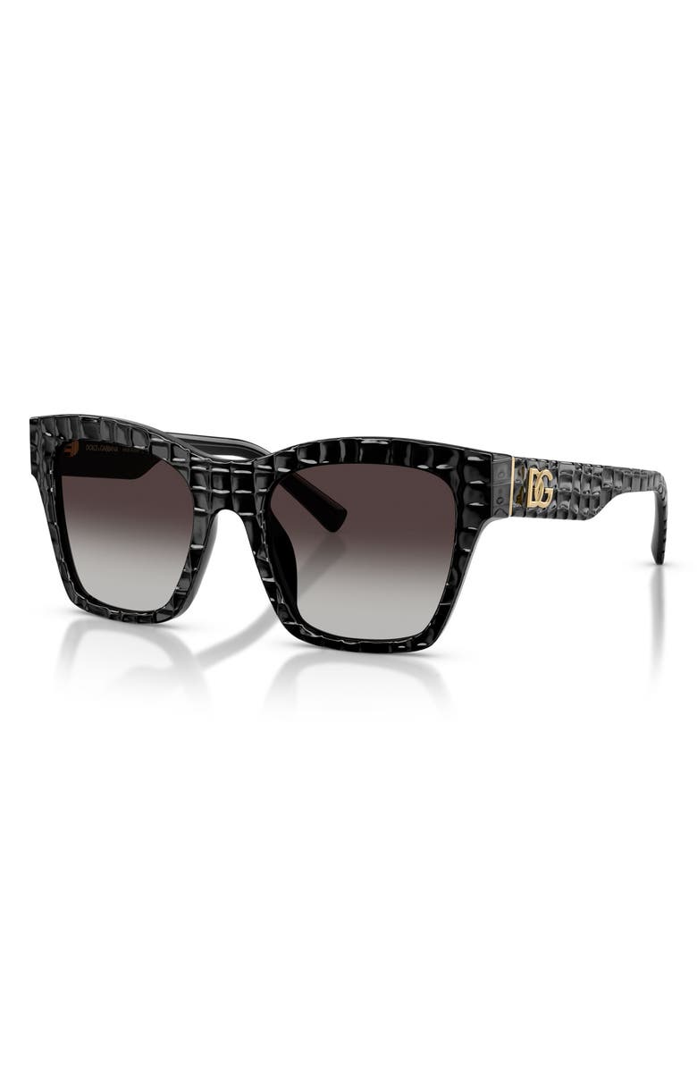 Dolce&Gabbana 53mm Square Sunglasses, Alternate, color, Black Texture Cocco / Grey