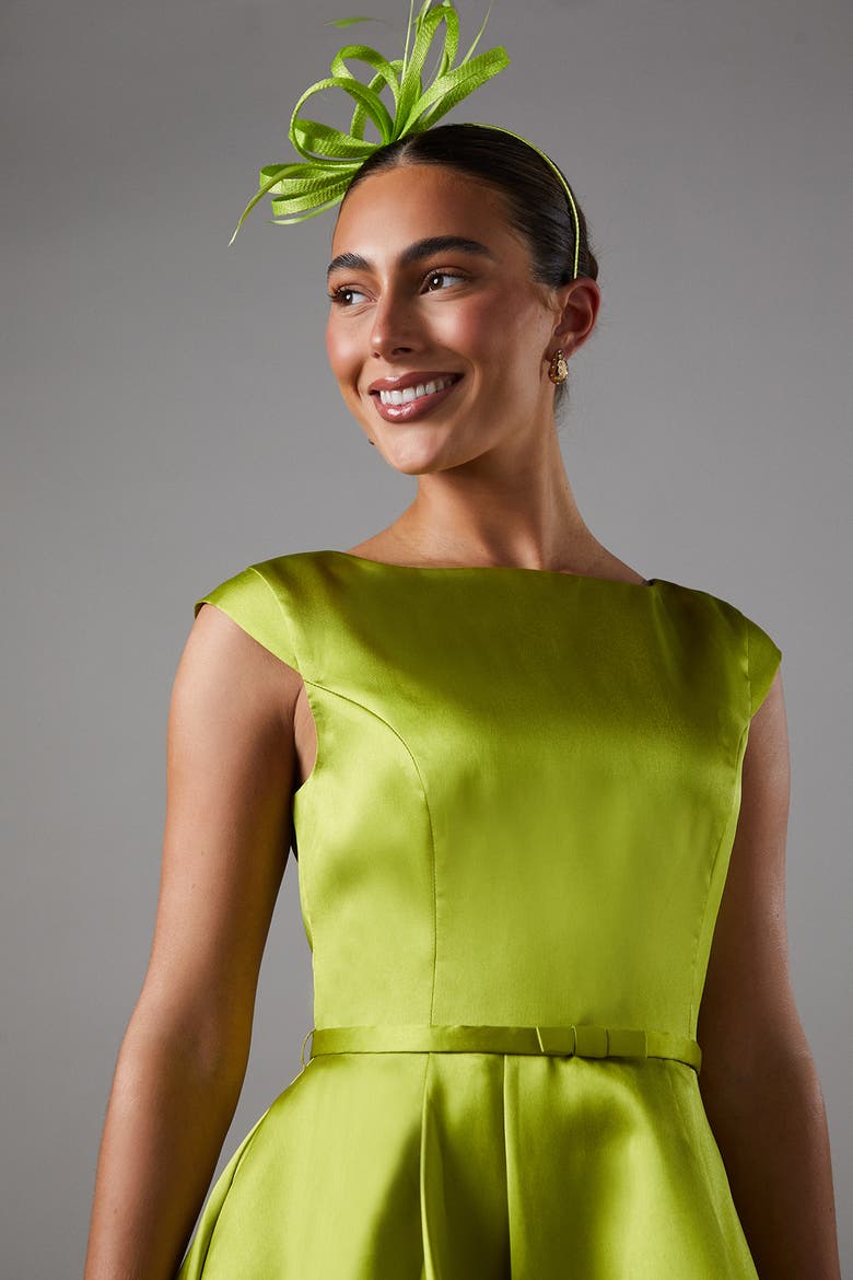 High Low Twill Midi Dress, Alternate, color, Chartreuse