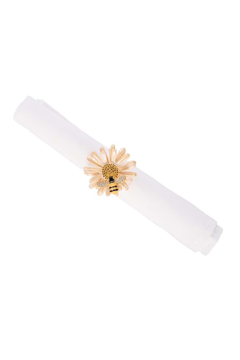Daisy and Bee Tabletop Napkin Rings Set of 4, Alternate, color, Yellow