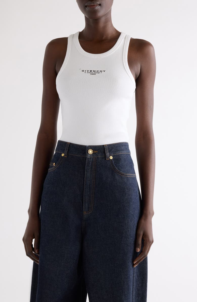 Givenchy Logo Wool & Silk Rib Tank, Main, color, White