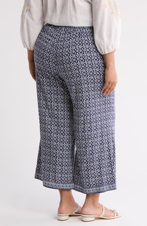 Max Studio Print Crop Wide Leg Pants In Gray