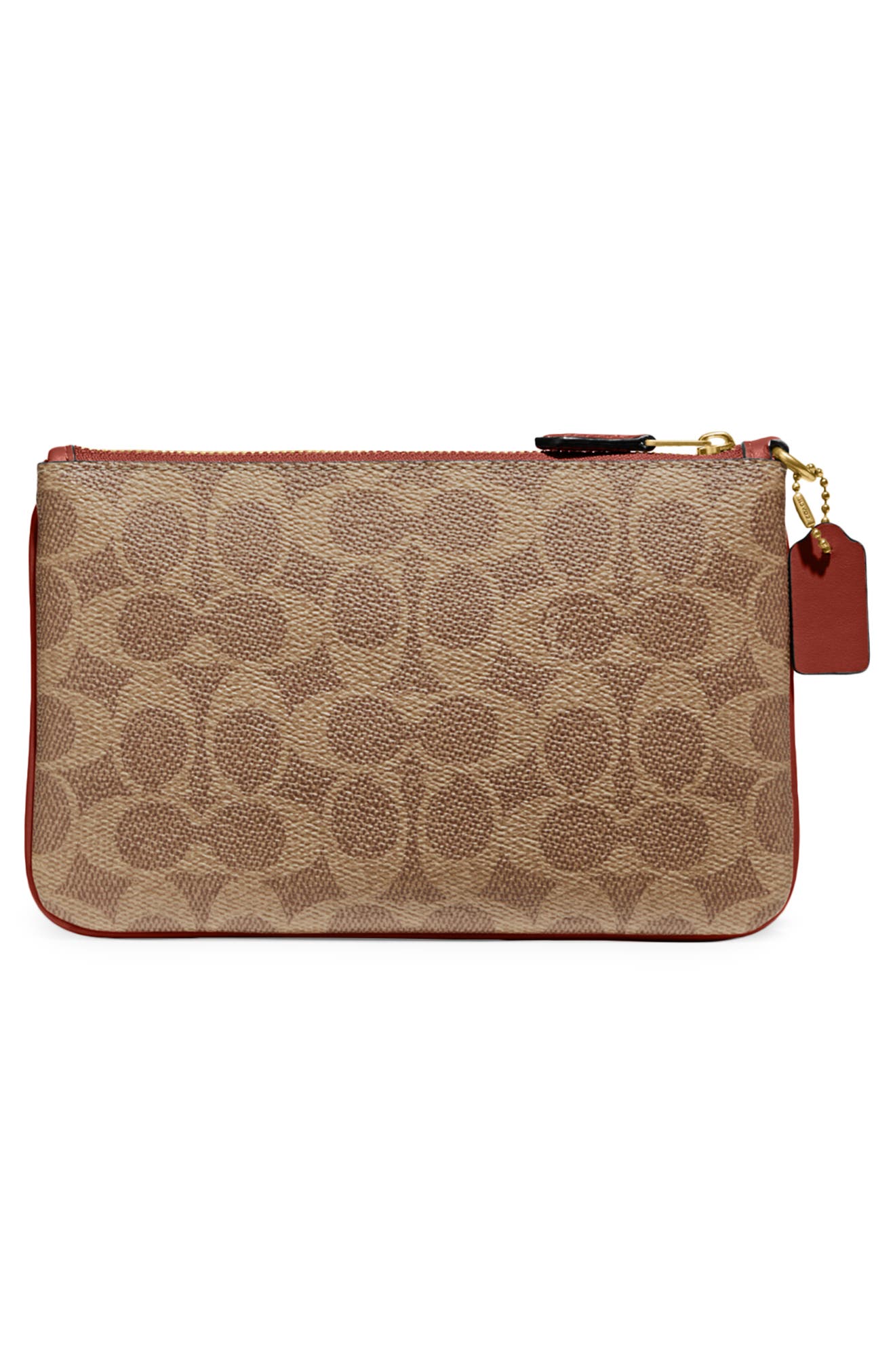 COACH Small Signature Coated Canvas & Leather Wristlet, Alternate, color, 