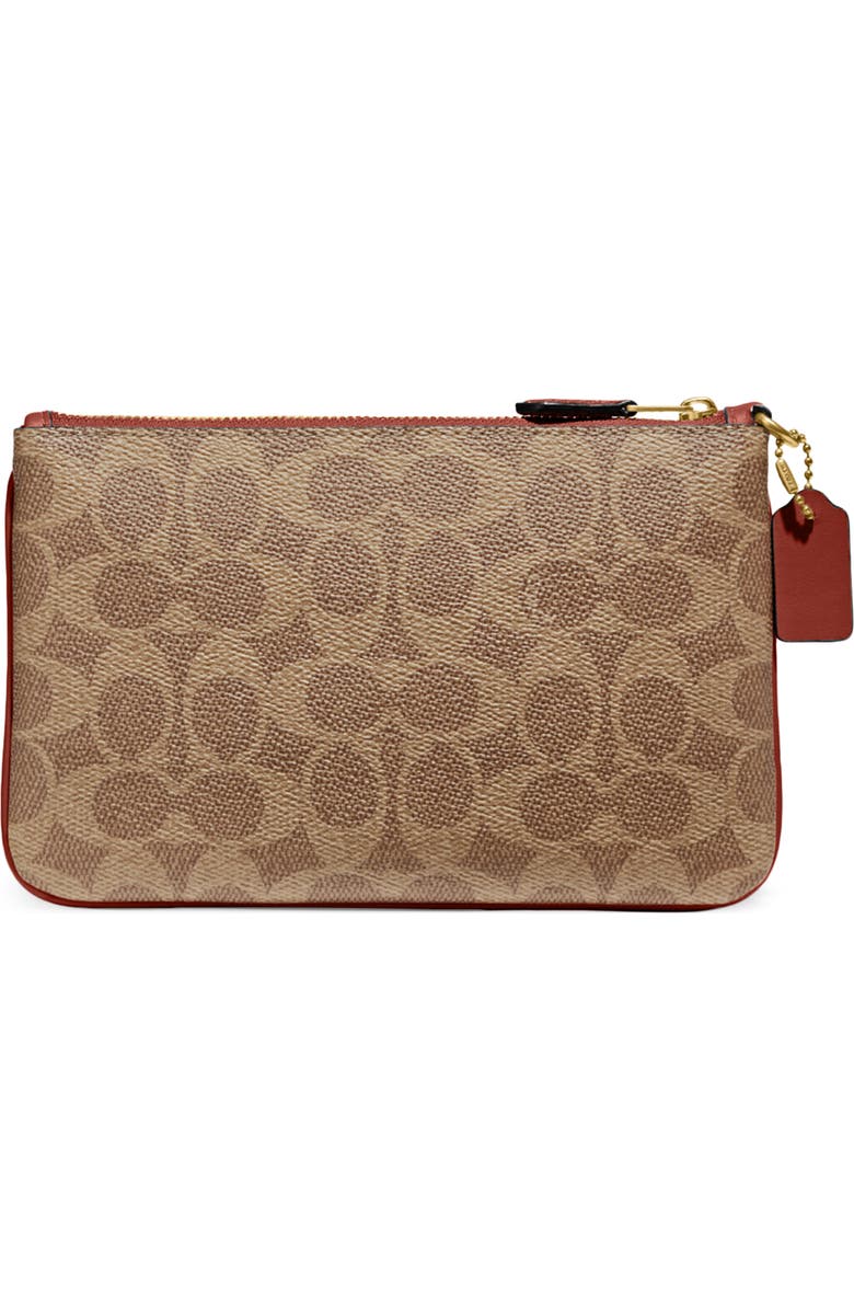 COACH Small Signature Coated Canvas & Leather Wristlet, Alternate, color,