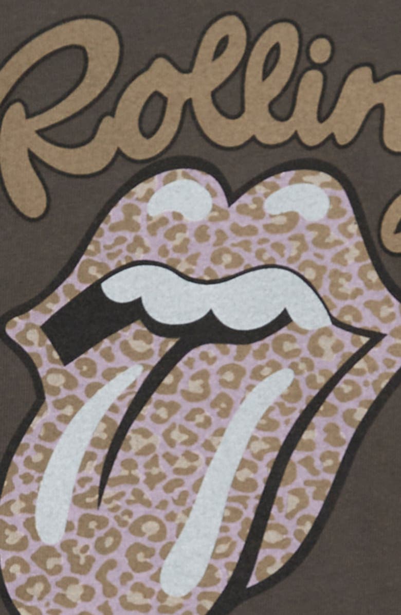 Treasure & Bond Kids' Rolling Stones Long Sleeve Cotton Graphic Crop T-Shirt, Alternate, color, Black Raven Stones