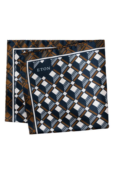 Geometric Print Silk Twill Pocket Square