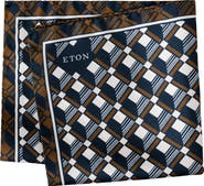 Eton Geometric Print Silk Twill Pocket Square