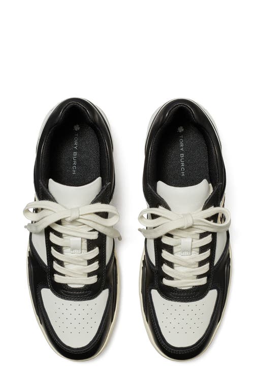 Tory Burch Clover Court Leather Low-top Sneakers In Black