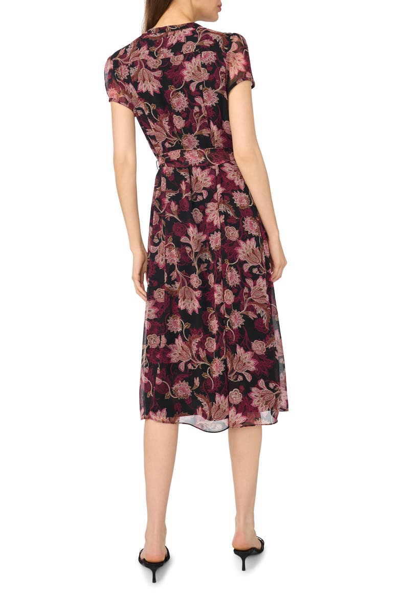 Pintuck Midi Dress, Alternate, color, BLACK/ MULTI