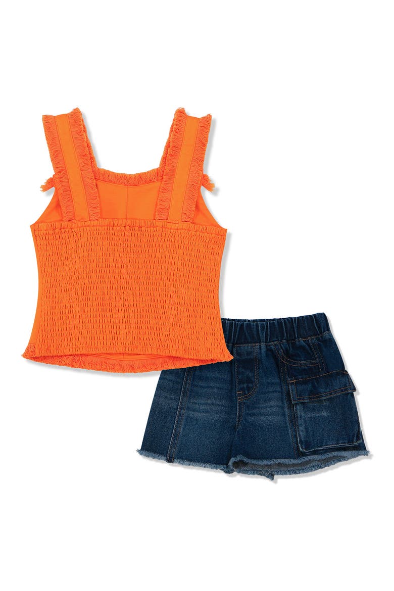 Kids' Fringe Tank & Denim Shorts Set, Alternate, color, ORANGE