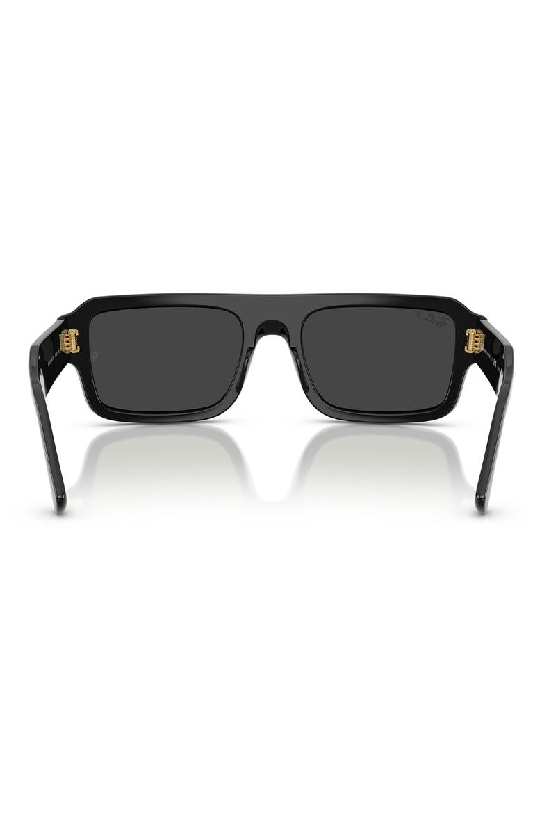 53mm Flacko Polarized Rectangle Sunglasses, Alternate, color, BLACK / POLAR BLACK