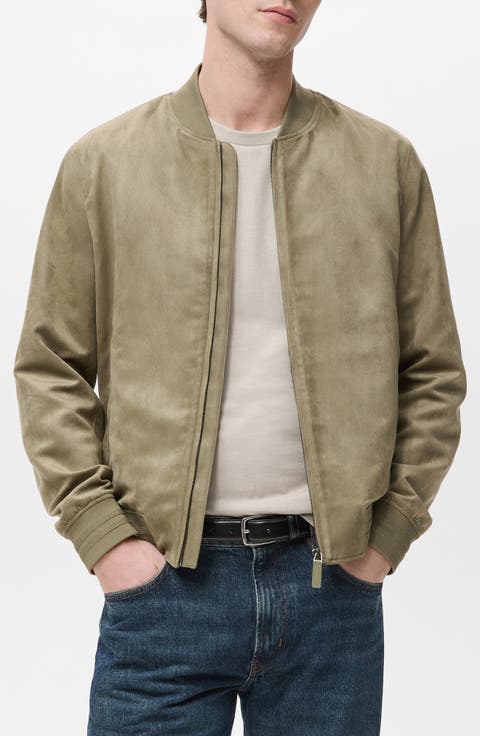 Faux Suede Bomber Jacket