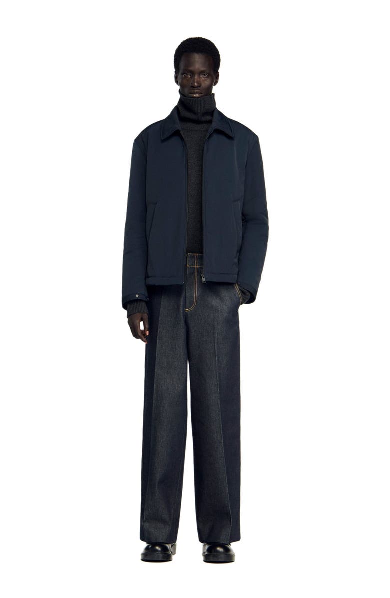 SANDRO Quilted zip jacket, Main, color, Navy Blue