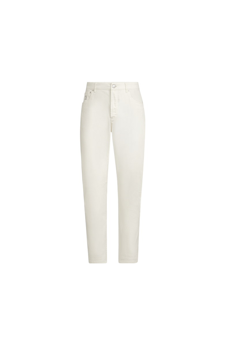 Brunello Cucinelli Garment-dyed comfort denim five-pocket trousers, Alternate, color, White