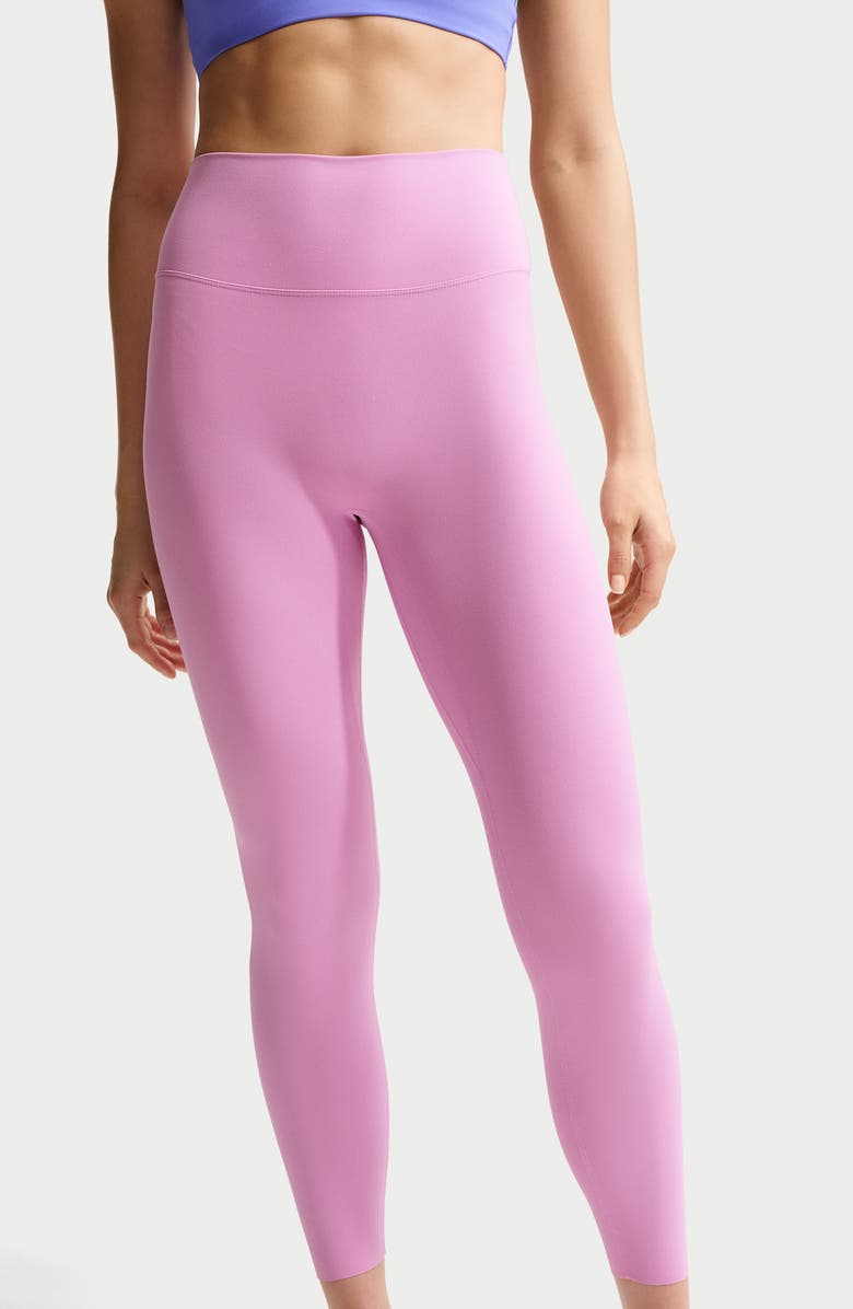 Nike Zenvy Dri-FIT High Waist 7/8 Leggings, Alternate, color, Light Magenta/White