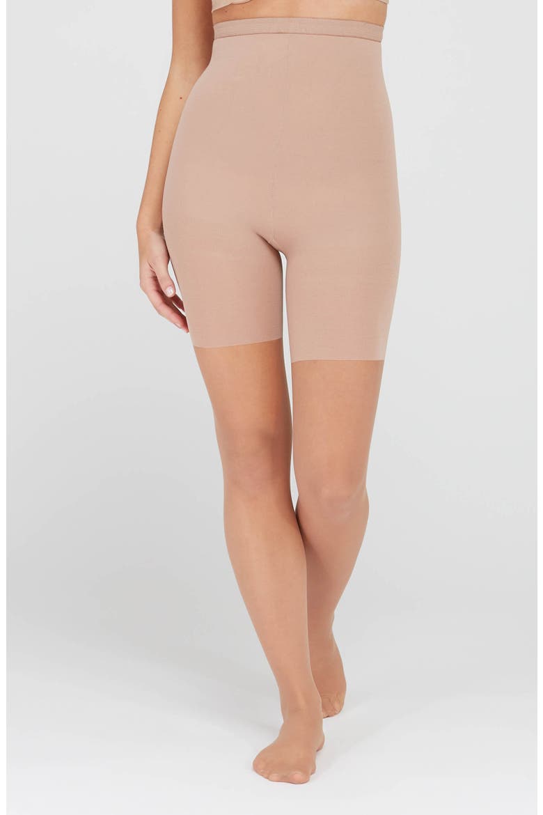 High Waisted Mid-Thigh Sheers, Alternate, color, BEIGE