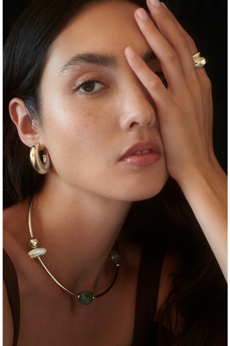 Bubble Hoop Earrings, Alternate, color, SILVER