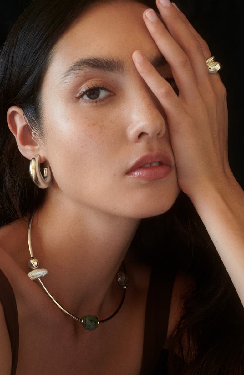 Lady Grey Bubble Hoop Earrings, Alternate, color, Silver