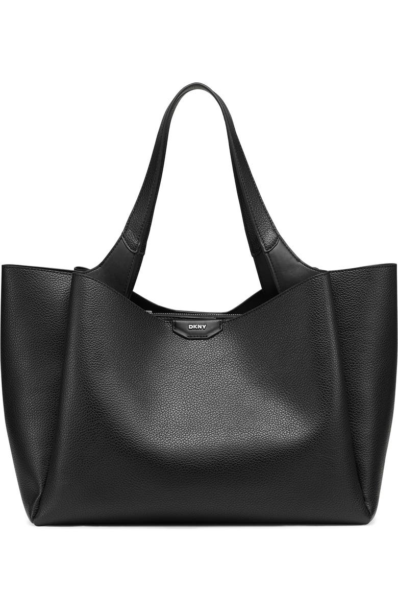 DKNY Willa Pebbled Tote Bag, Main, color, Black/ Silver