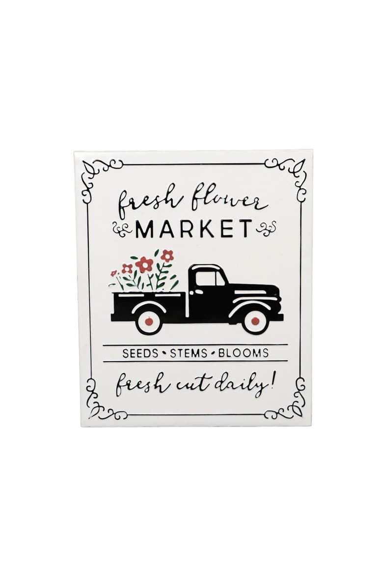 Flower Market Sign with Truck, Main, color, White