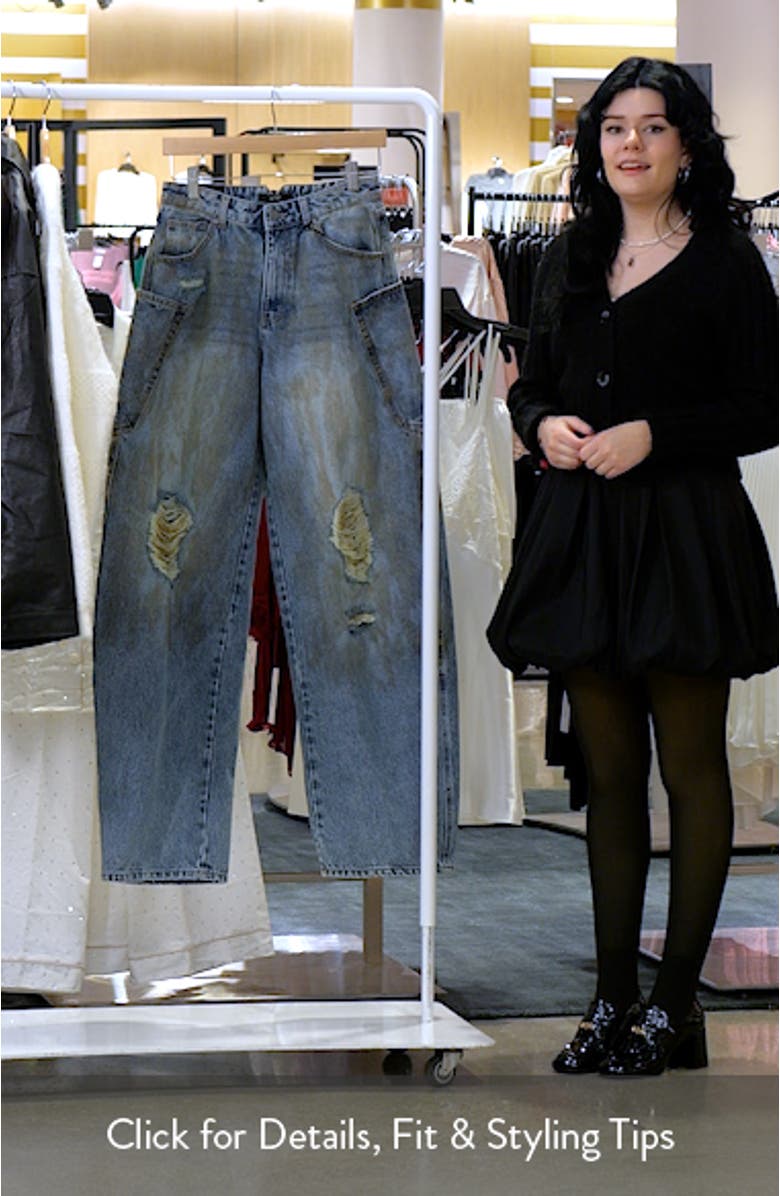 Bexley Ripped Barrel Leg Jeans, sales video thumbnail