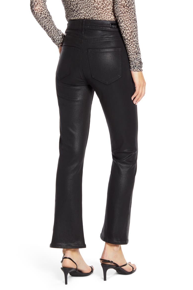 Transcend - Claudine Coated Double Button High Waist Ankle Flare Jeans, Alternate, color, BLACK FOG LUXE COATING