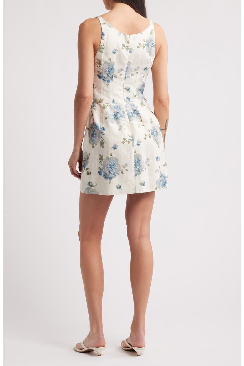 Sanne Floral Linen Minidress, Alternate, color, CECILE FLORAL - PALE BLUE