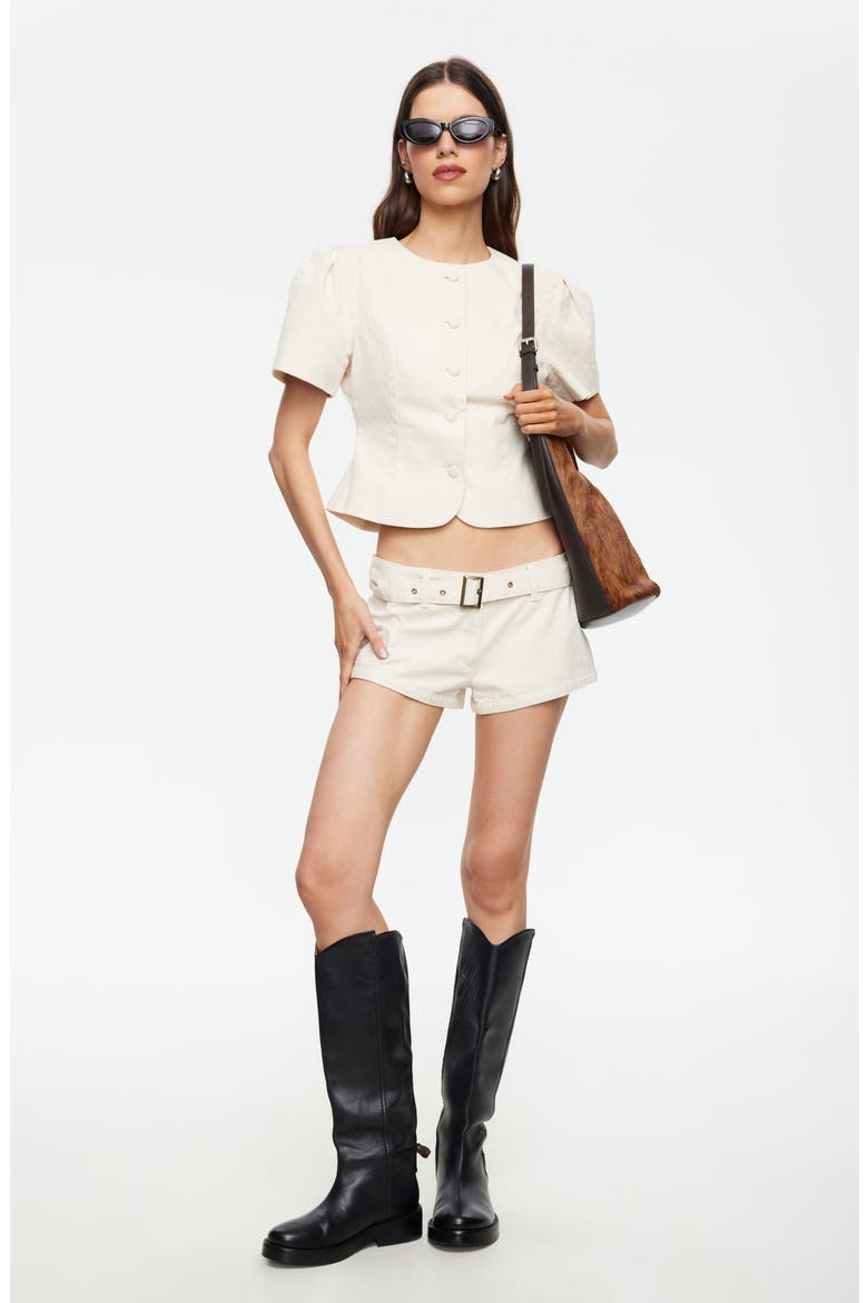 Afterglow Belted Low Rise Shorts, Alternate, color, BEIGE