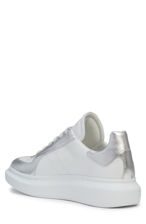 Alexander Mcqueen Metallic-panel Leather Sneakers In White